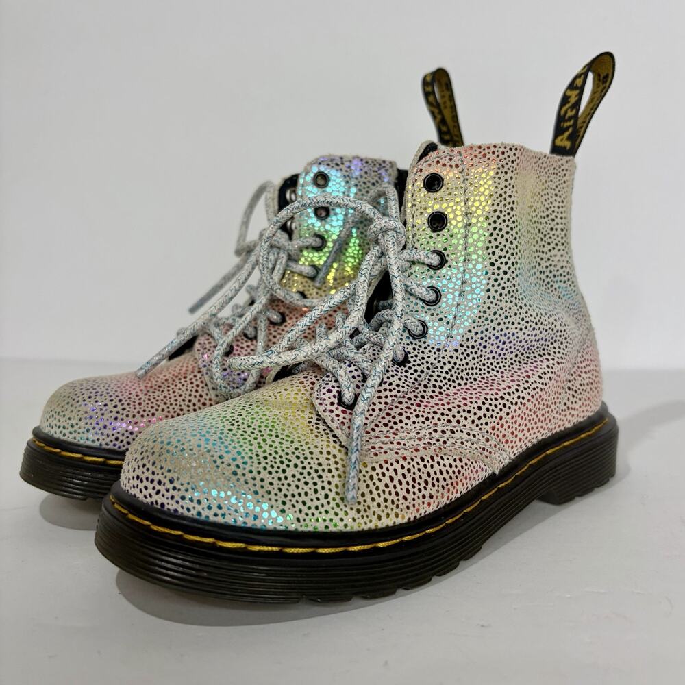 Dr. Martens 1460 Pascal T Girl Toddler Size 9 Rainbow Iridescent Lace Up Boots